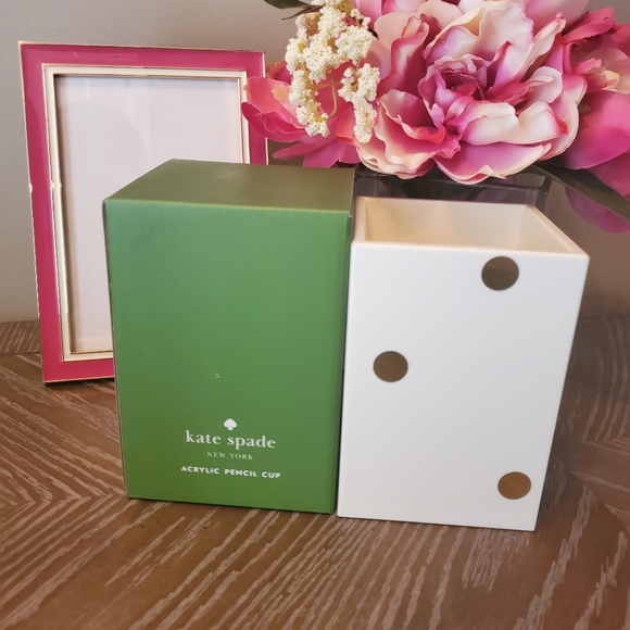 Kate Spade Acrylic Gold Dots Pencil Cup - NIB